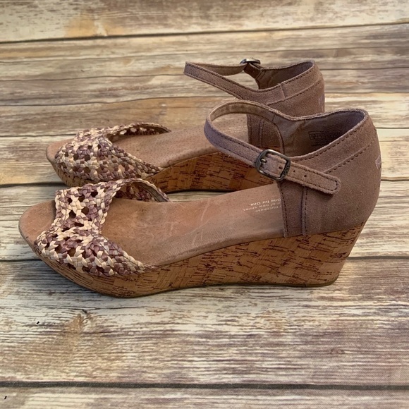 TOMS Stucco Satin Woven Platform Wedge Sandals – Size 9 - Picture 2 of 7